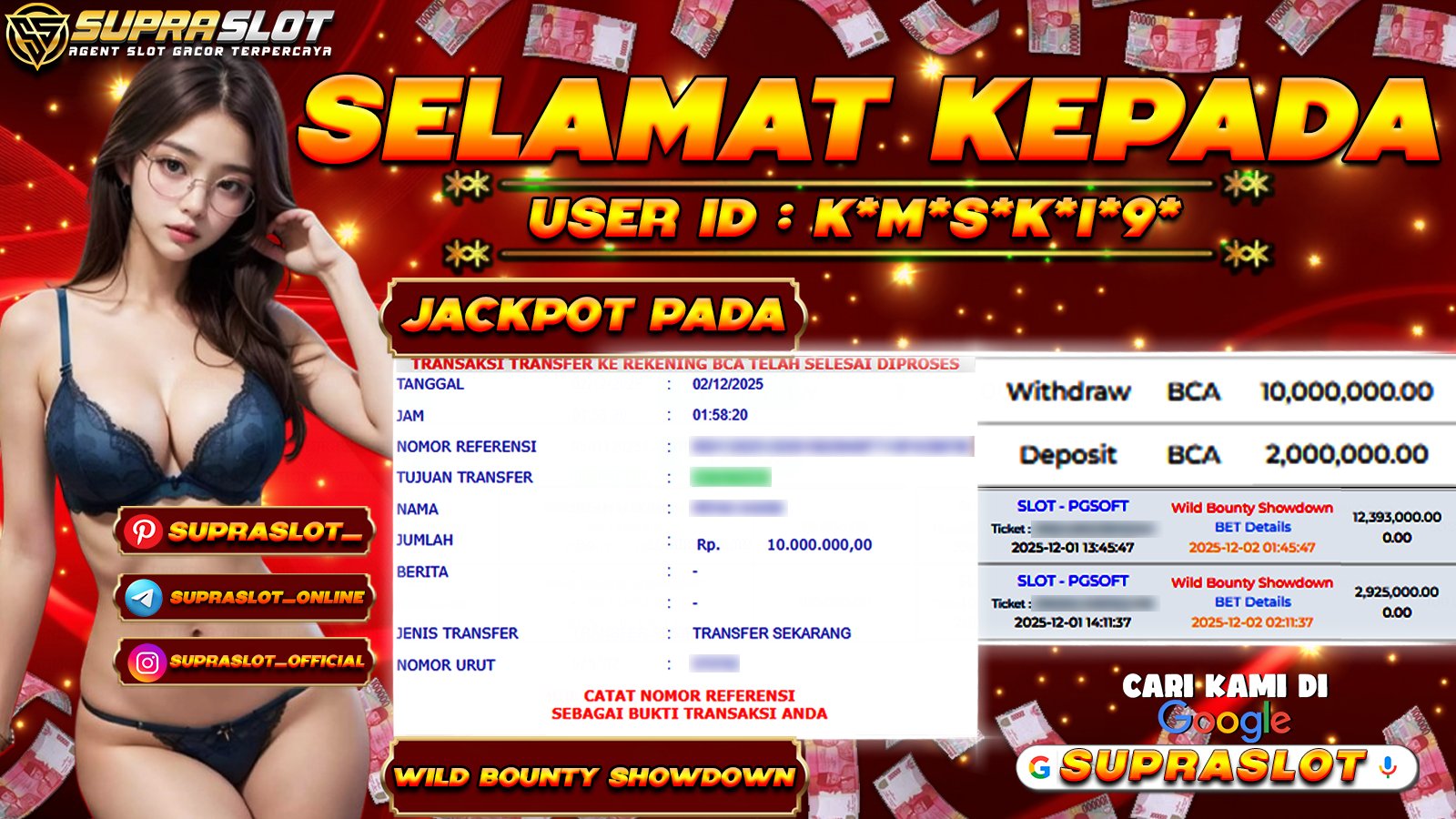 SUPRASLOT JACKPOT di SLOT WILD BOUNTY SHOWDOWN  Rp.10.000.000,- LUNAS