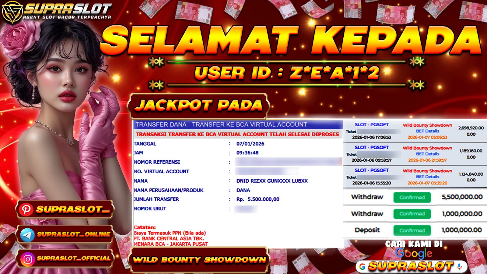SUPRASLOT JACKPOT di SLOT WILD BOUNTY SHOWDOWN  Rp.3.502.000,- LUNAS